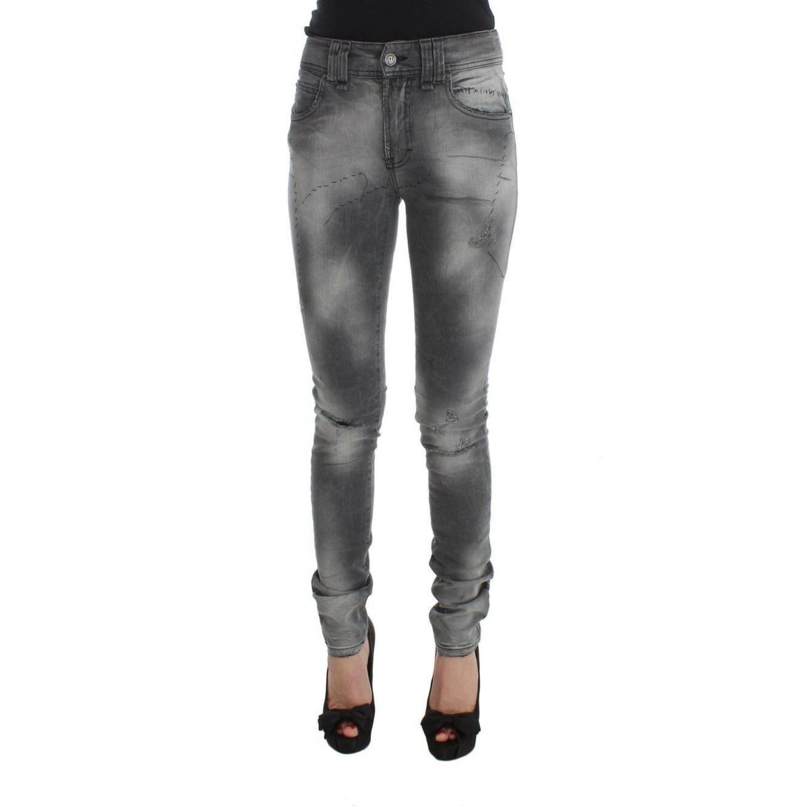 Distressed Skinny Jeans Gray Wo Jeans main product photo