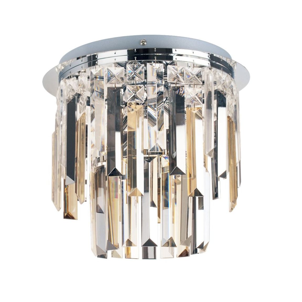 Onega 3 Light Polished Chrome & Glass Flush Ceiling Light main product photo