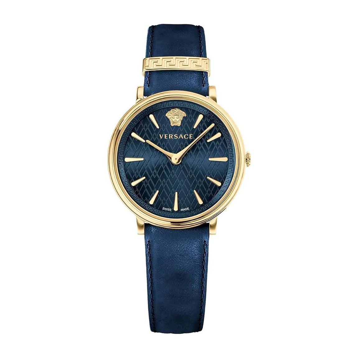 Quartz Analog Leather Strap Watch with Buckle Fastening Unisex - Blue main product photo