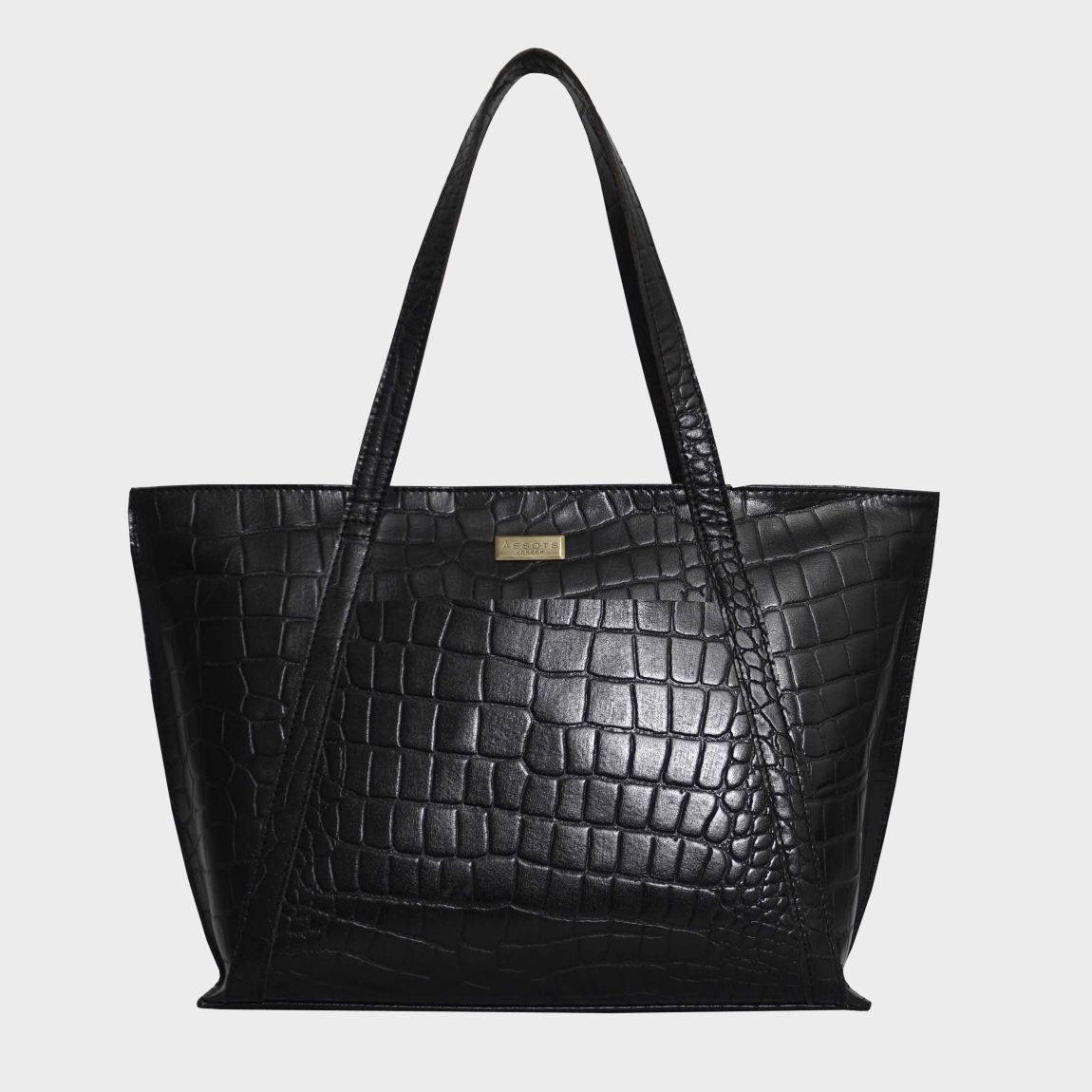 AGNES' Croc Embossed Real Leather Designer Tote Bag main product photo