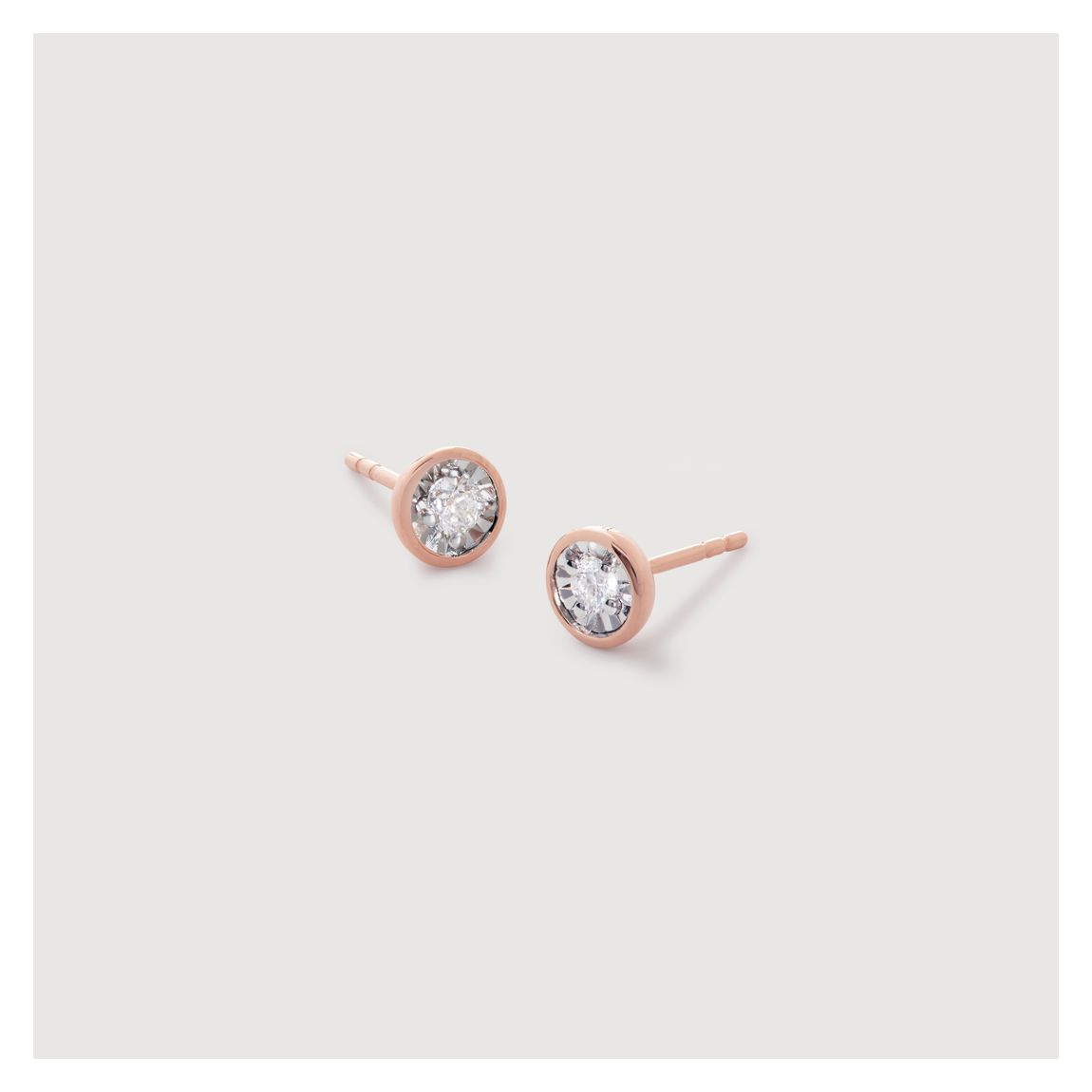 Rose Gold Vermeil Solitaire Diamond Medium Stud Earrings - Lab Grown Diamond main product photo
