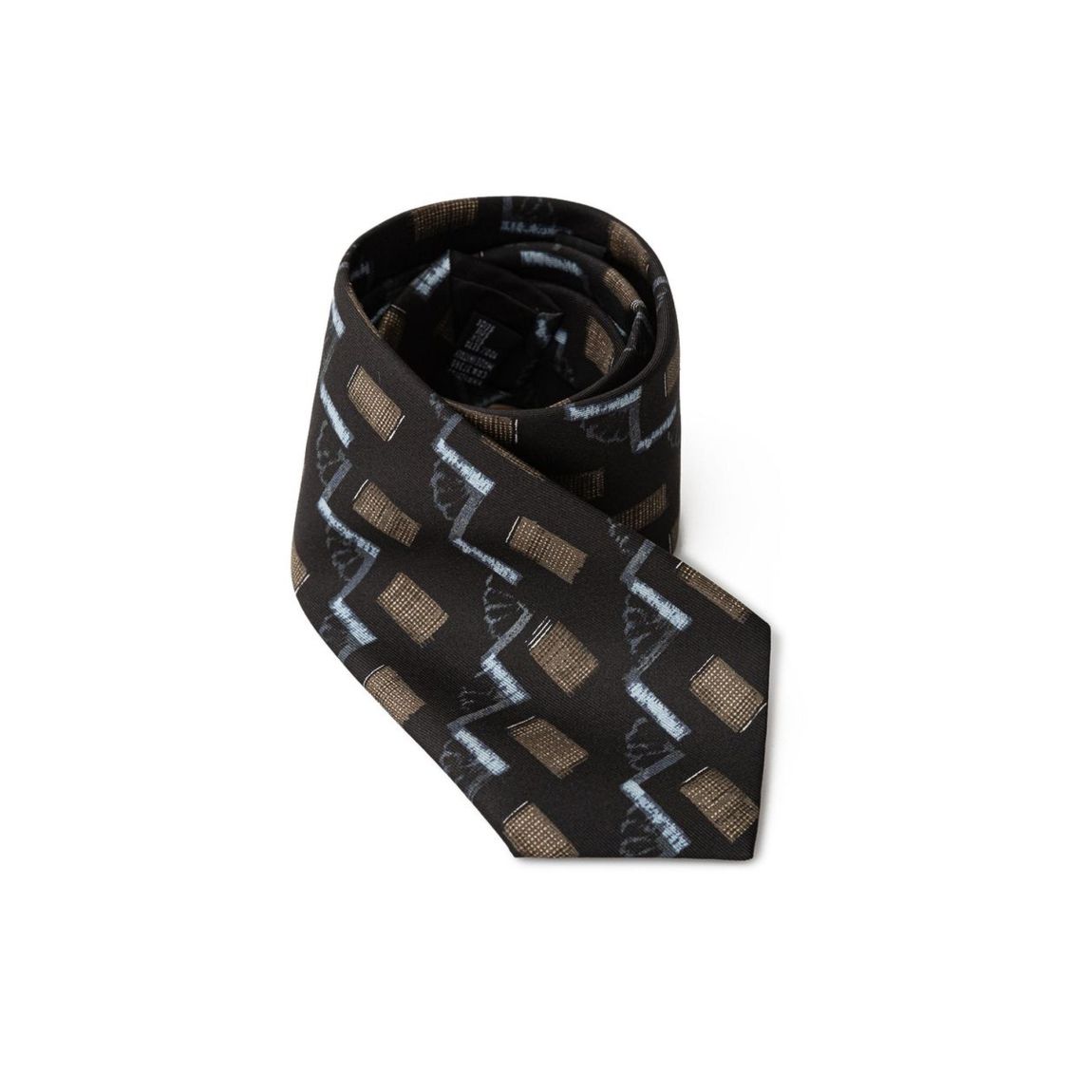 Geometric Pattern Silk Necktie - Black Ties main product photo
