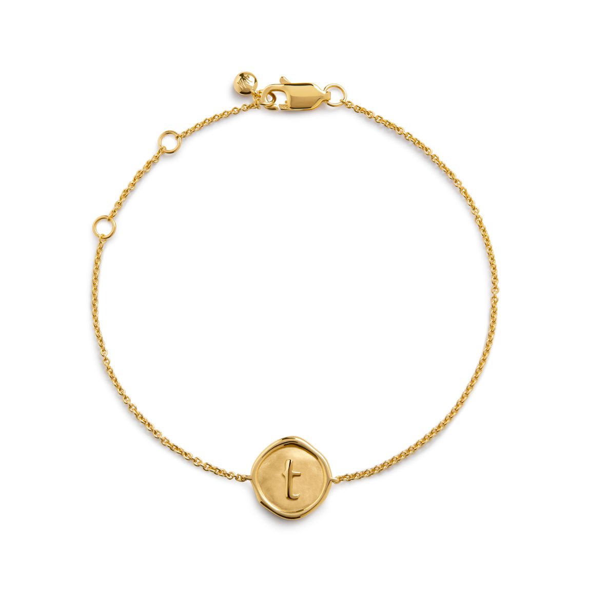 Gold Vermeil Initial T Stamp Chain Bracelet - Gold main product photo