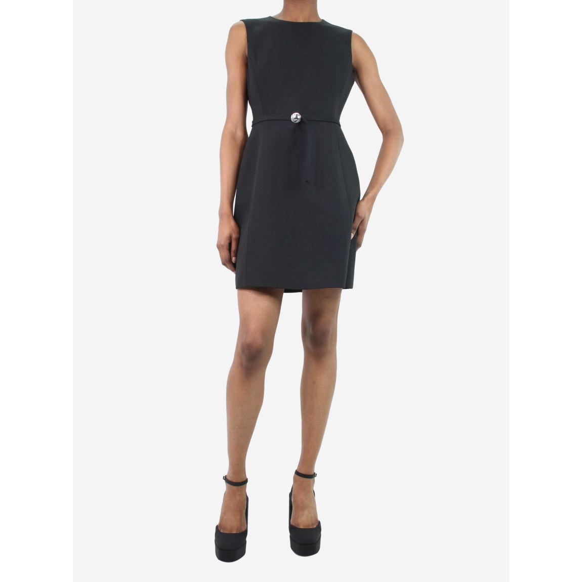 Black sleeveless sculpted dress main product photo