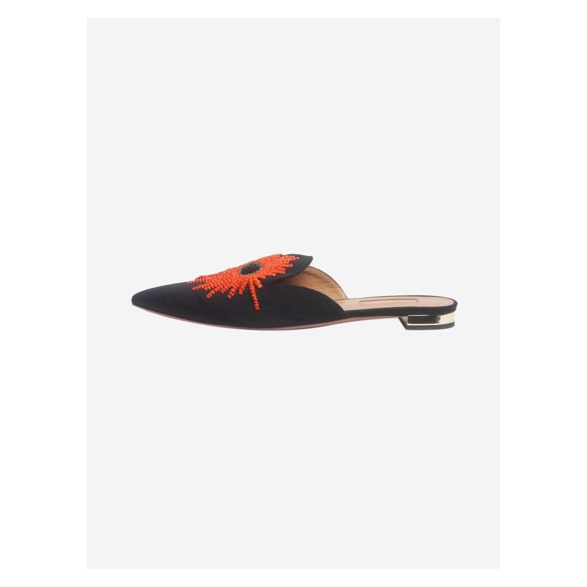Black beaded slip on flats main product photo