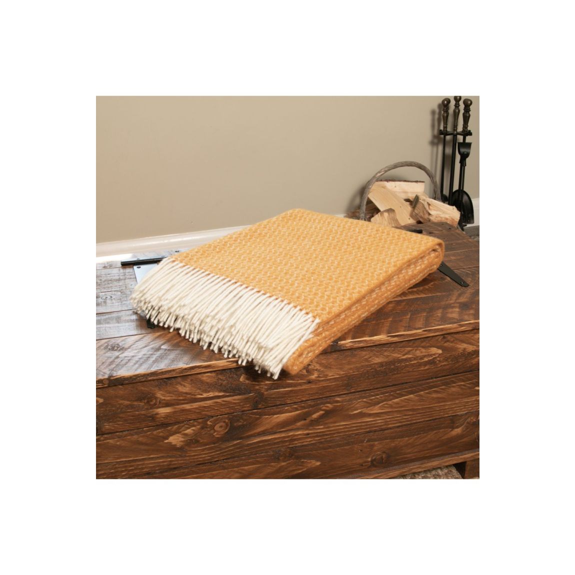 Hoop Pattern Mustard Wool Blanket main product photo