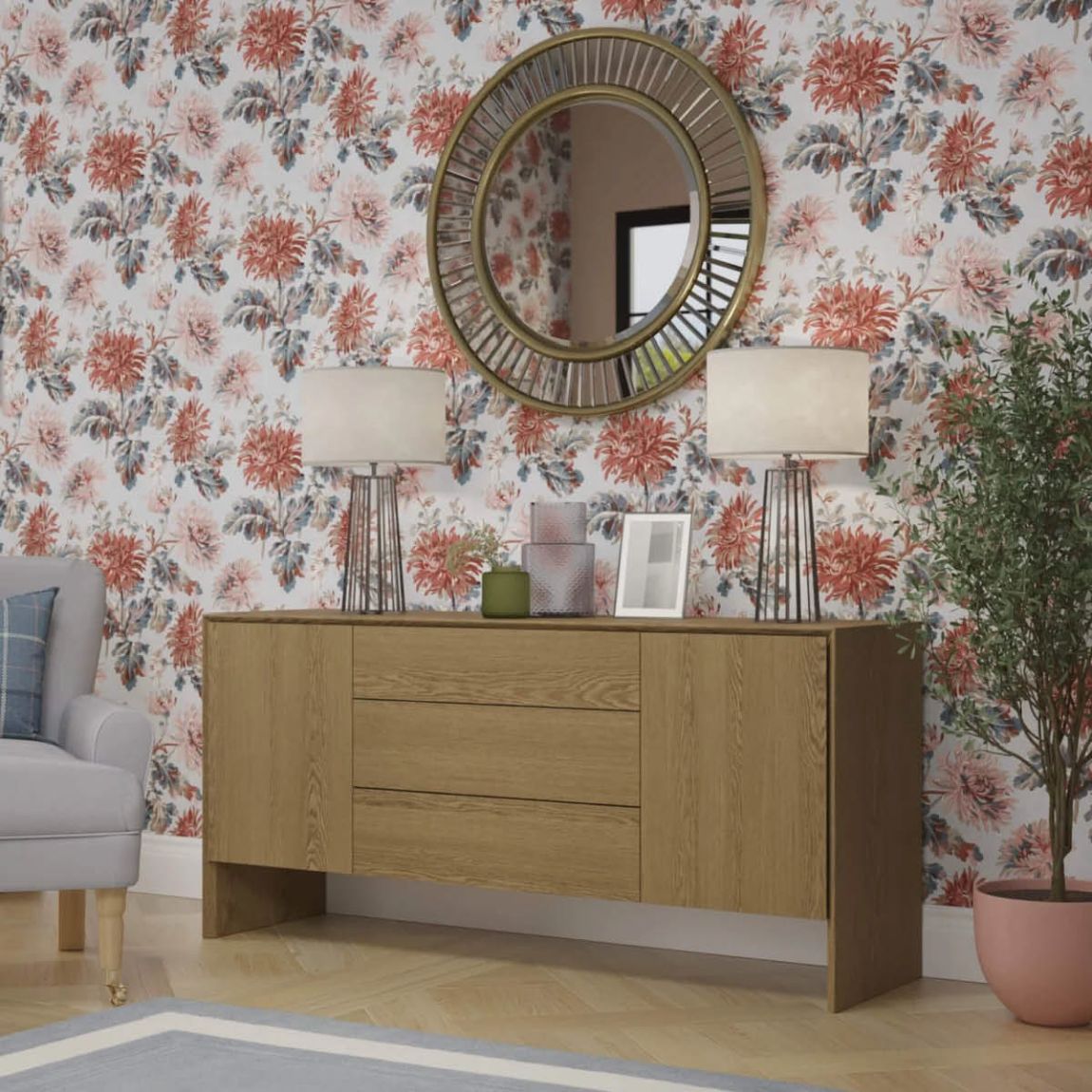 Ammanford Oak 2 Door 3 Drawer Sideboard main product photo