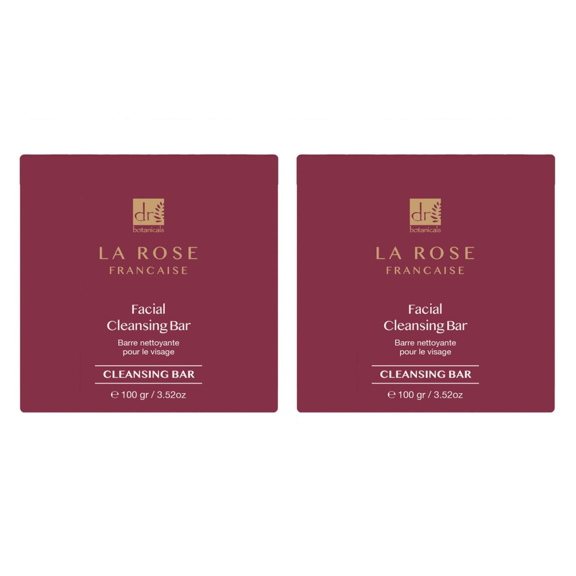 Dr Botanicals La Rose Française Facial Cleansing Bar 100g x 2 Duo Pack main product photo
