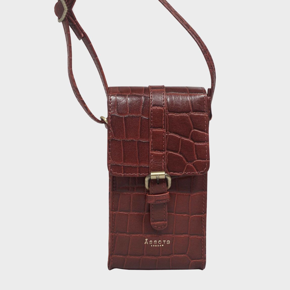 'PETRA' Croc Real Leather Mobile Phone Crossbody Bag main product photo