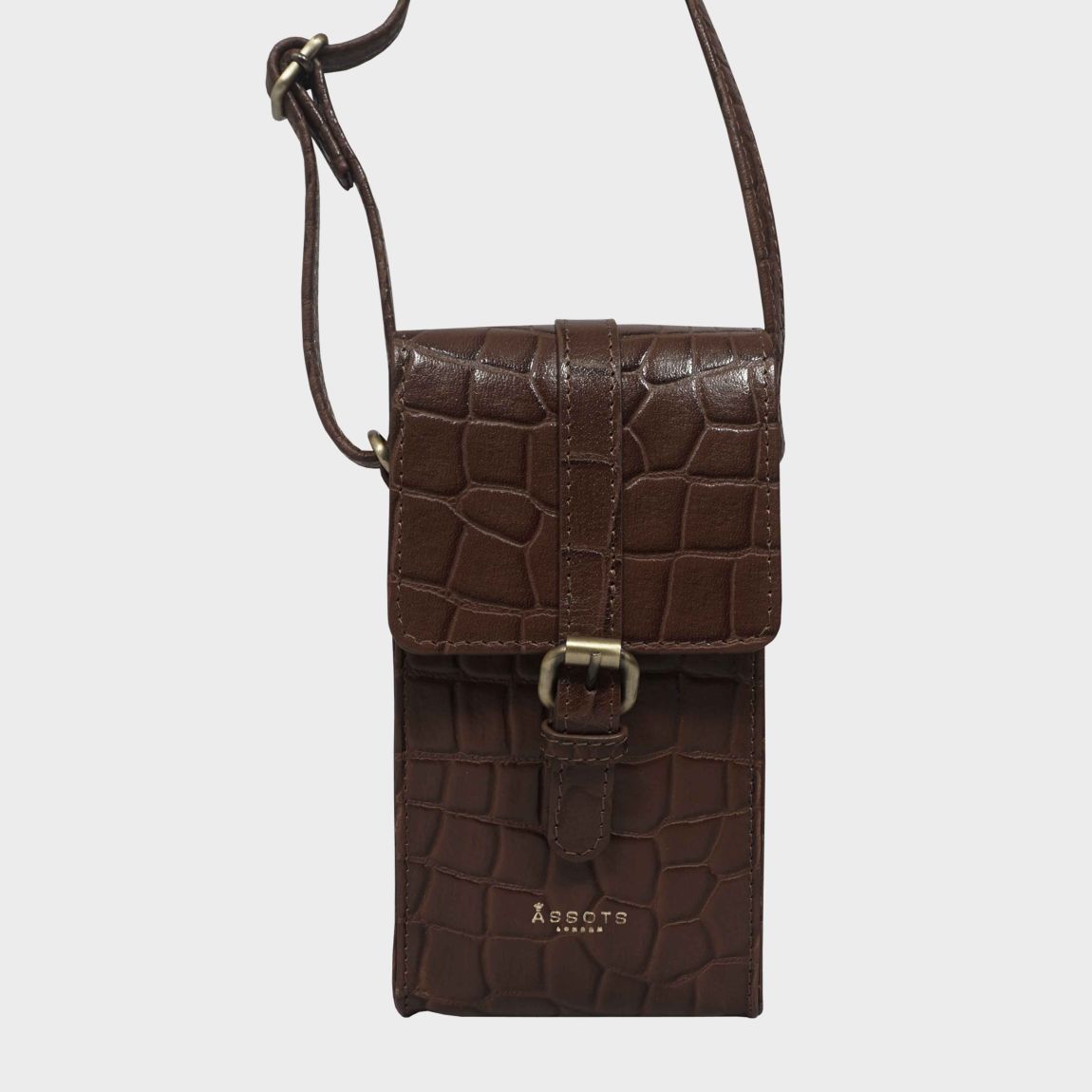 'PETRA' Croc Real Leather Mobile Phone Crossbody Bag main product photo