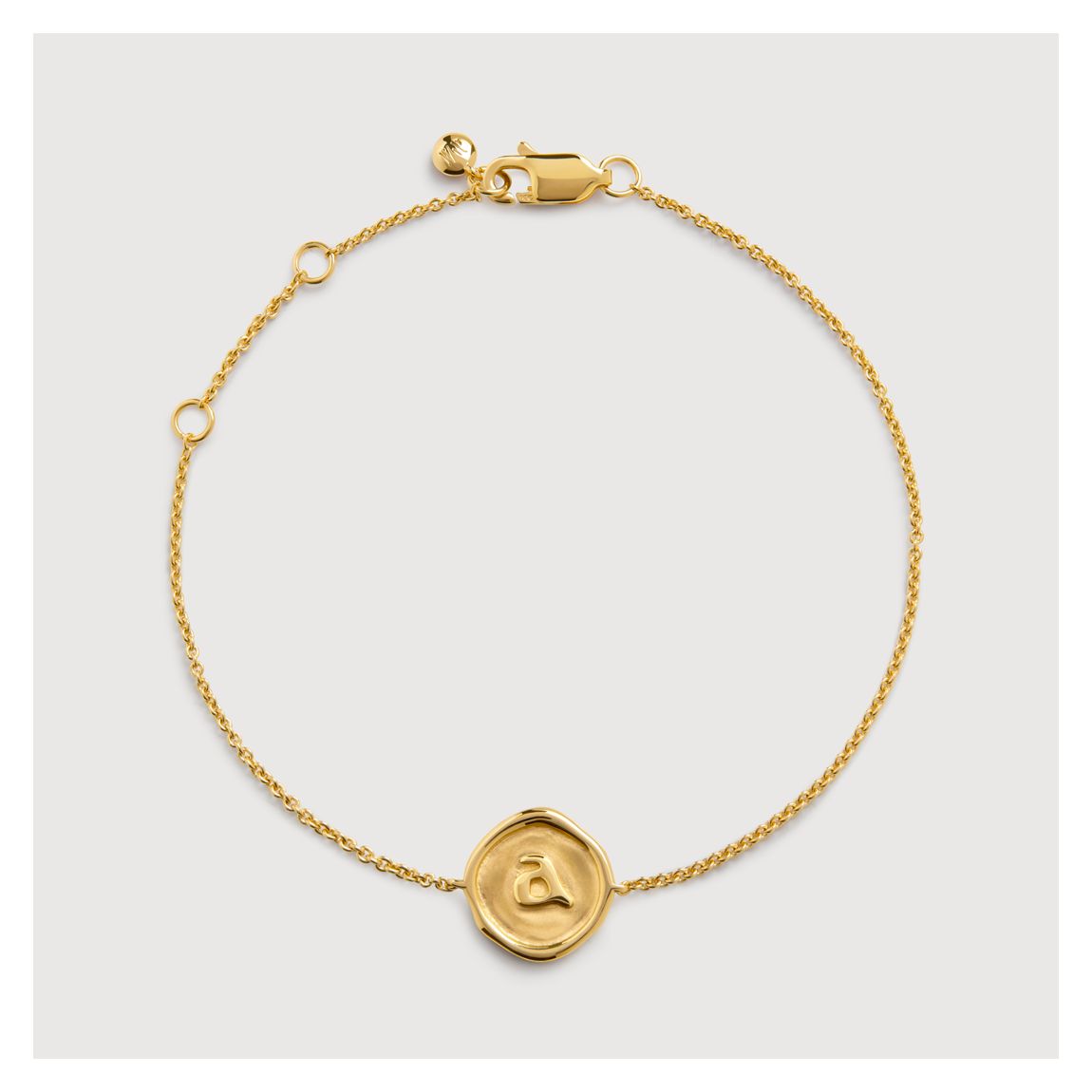 Gold Vermeil Initial A Stamp Chain Bracelet - Gold main product photo