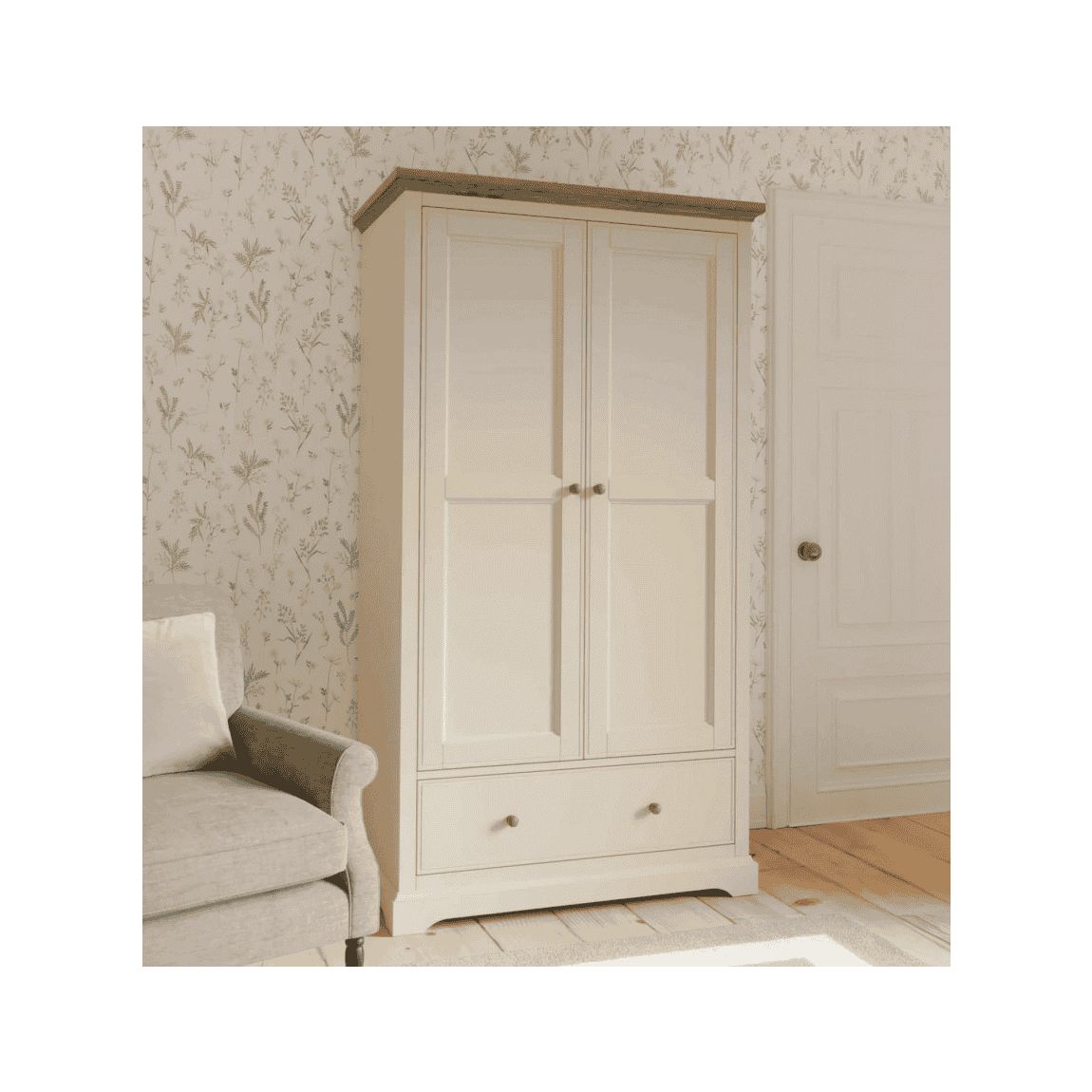 Oakham Cream 2 Door 1 Drawer Wardrobe main product photo
