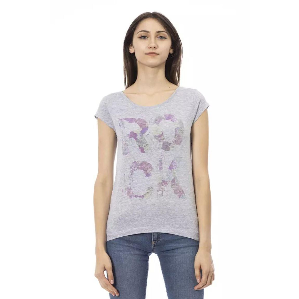 Floral Rock Graphic Tee Wo - Gray T-Shirts main product photo