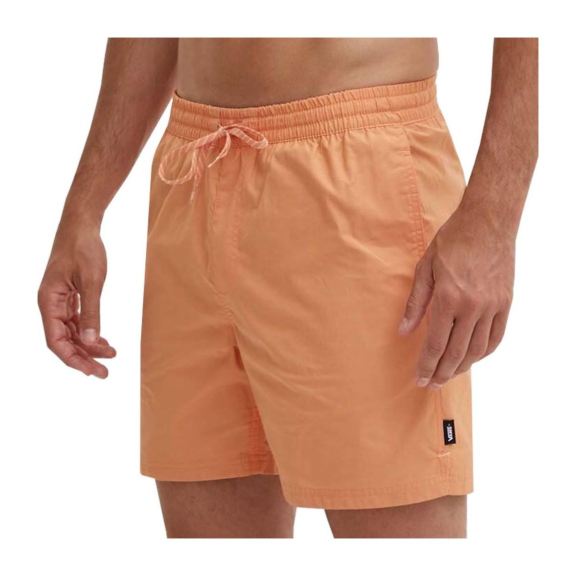 Elastic Waistband Nylon Swimsuit with Visible Logo - Brown main product photo