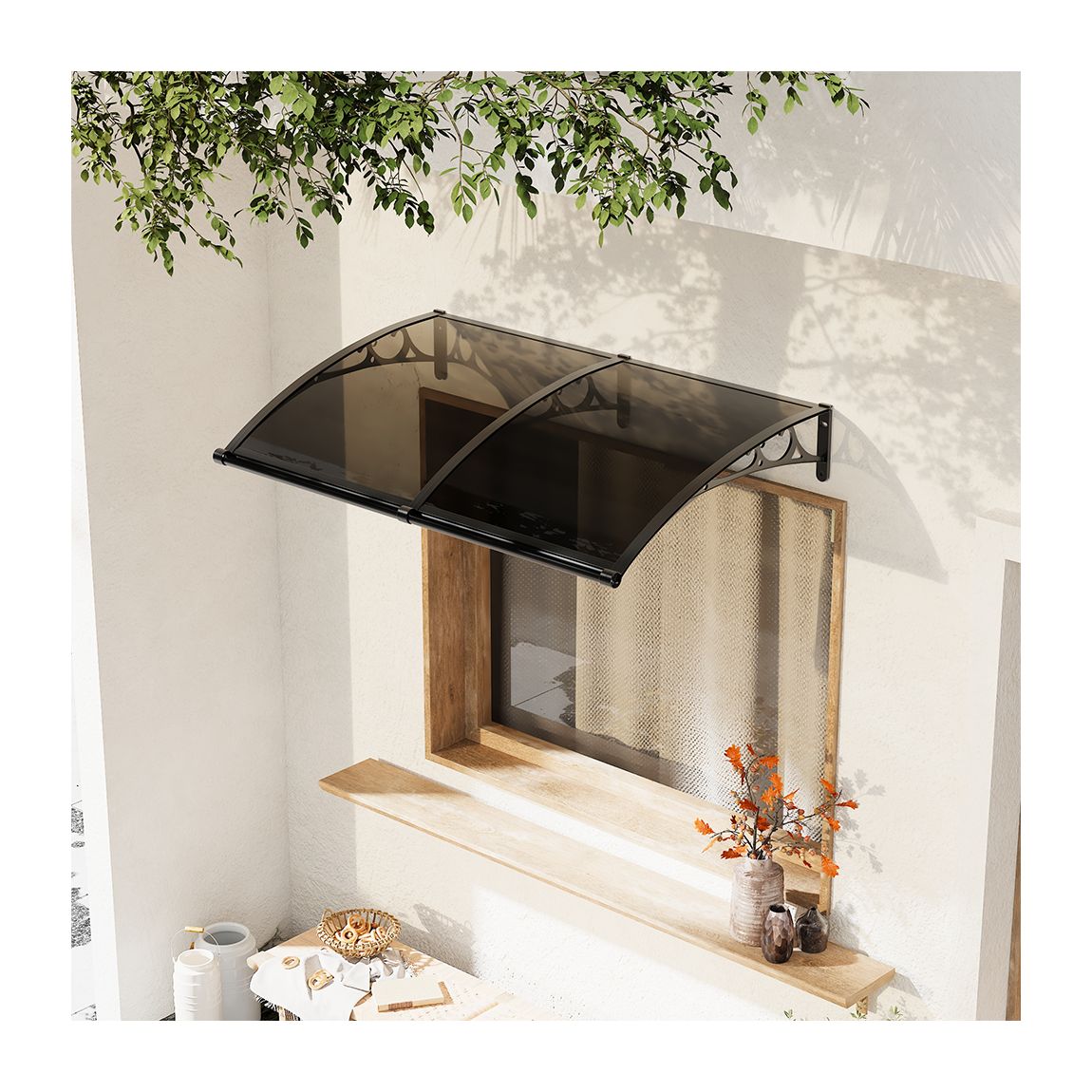 165cm Outdoor Door Window Awning Canopy - Black main product photo