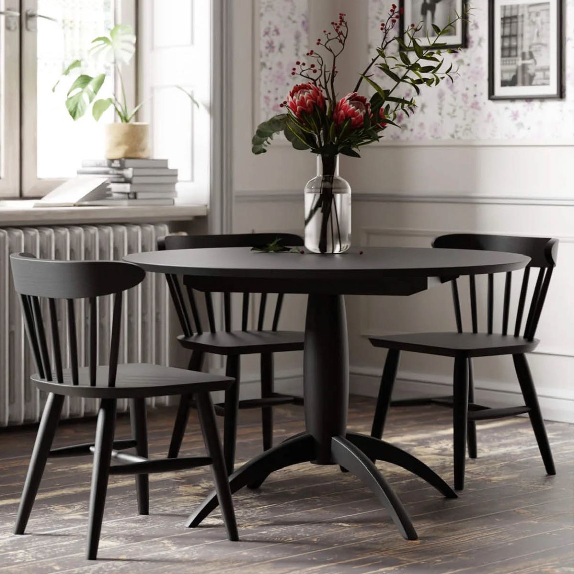 Brecon Black Extending Round Dining Table main product photo