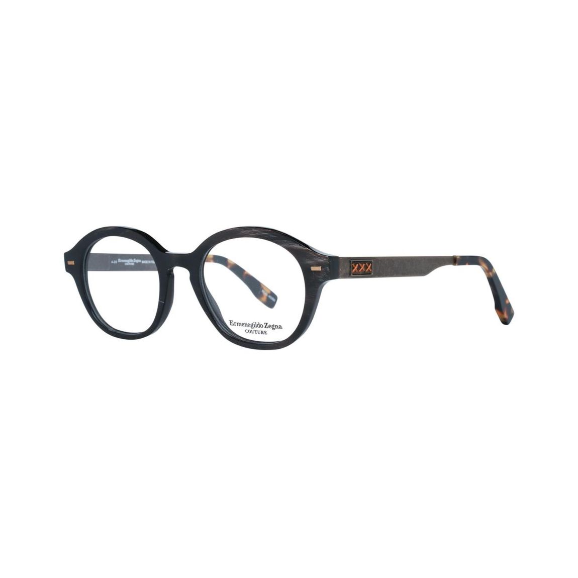 Round Acetate Metal Eyeglasses - Brown Frames For main product photo