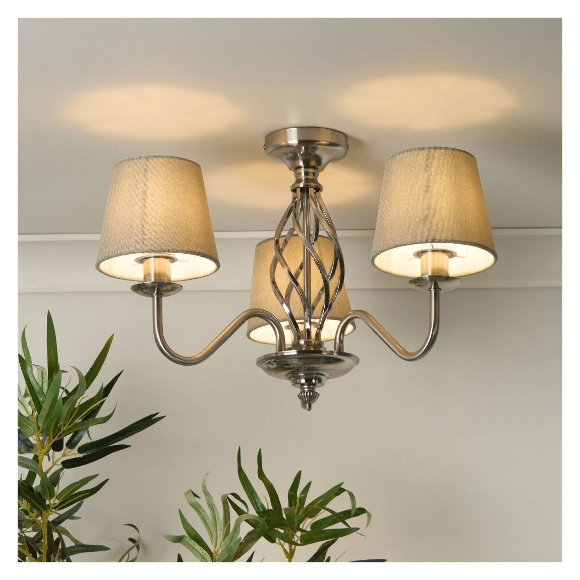 Manor 3 Light Polished Chrome Flush Ceiling Light main product photo