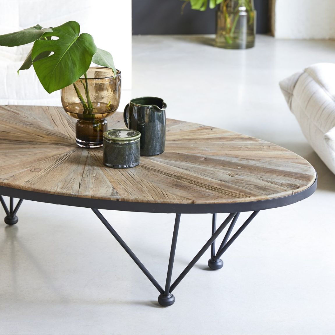 Lancelot - Solid reclaimed Elm and Metal Coffee Table 140x80cm Living Room Lounge Wooden Furniture main product photo