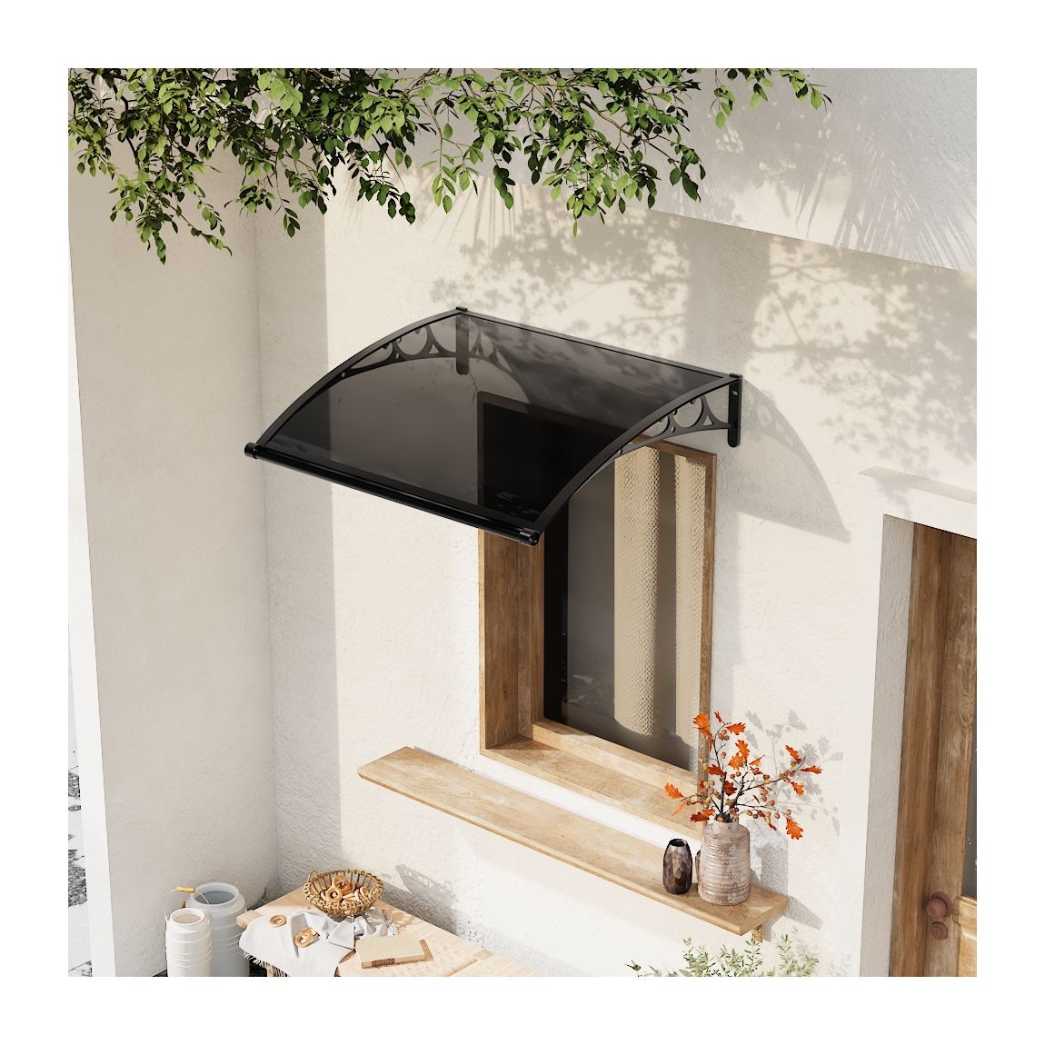 120cm Outdoor Door Canopy Window Awning - Black main product photo
