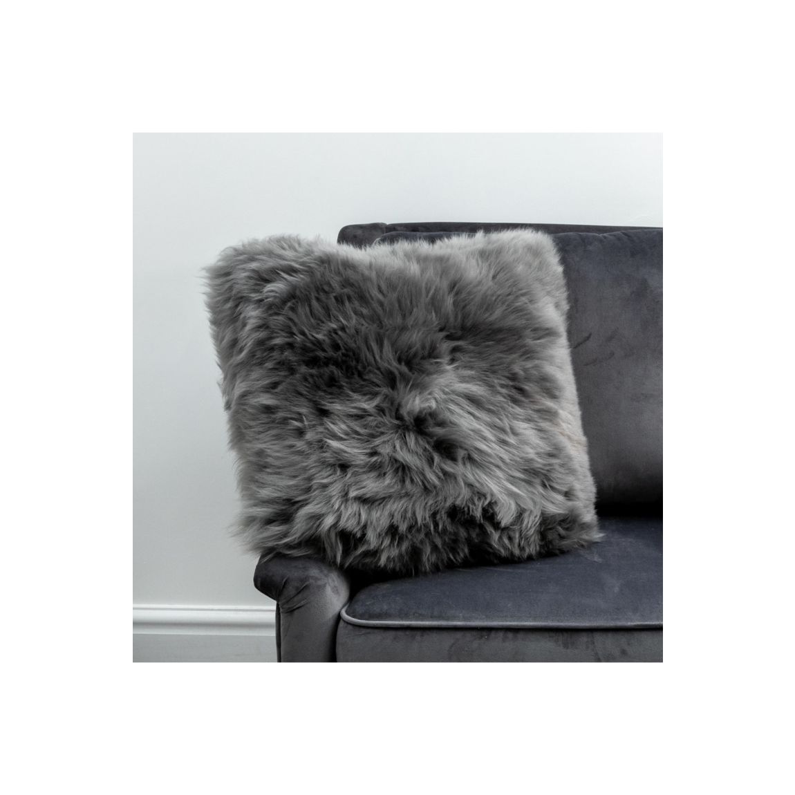 Grey Sheepskin Cushion main product photo