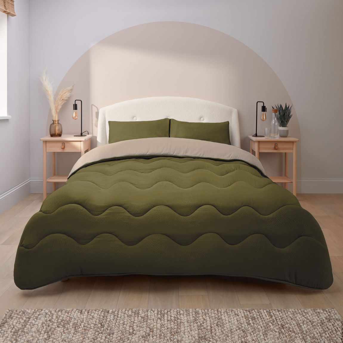 Silentnight Seersucker Duvet 10.5 Tog Coverless - Olive/Natural main product photo