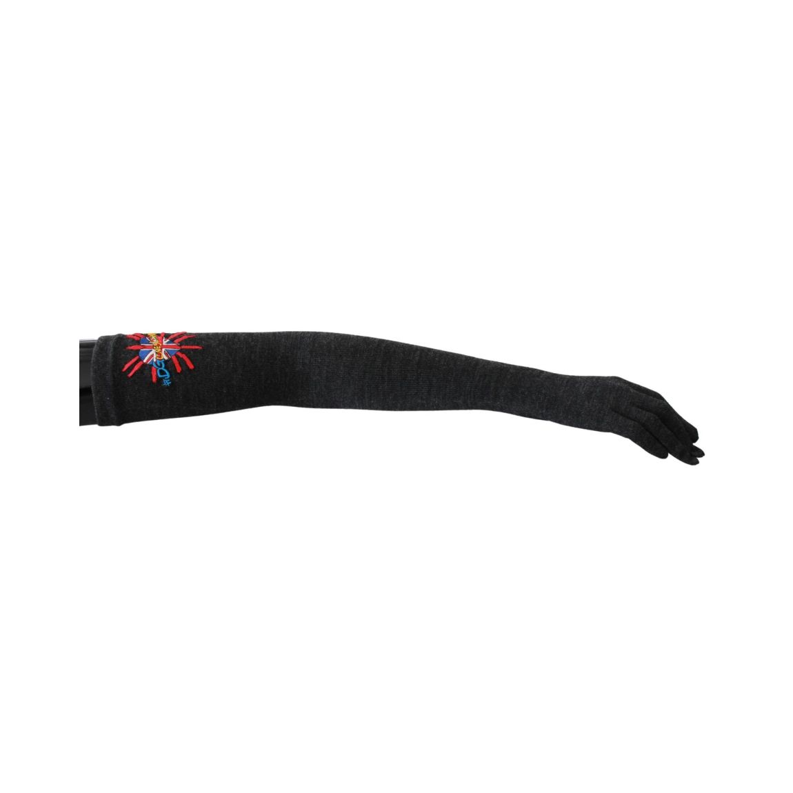 Dolce Gabbana Opera Gloves Embroidered Union Jack Wo - Gray main product photo