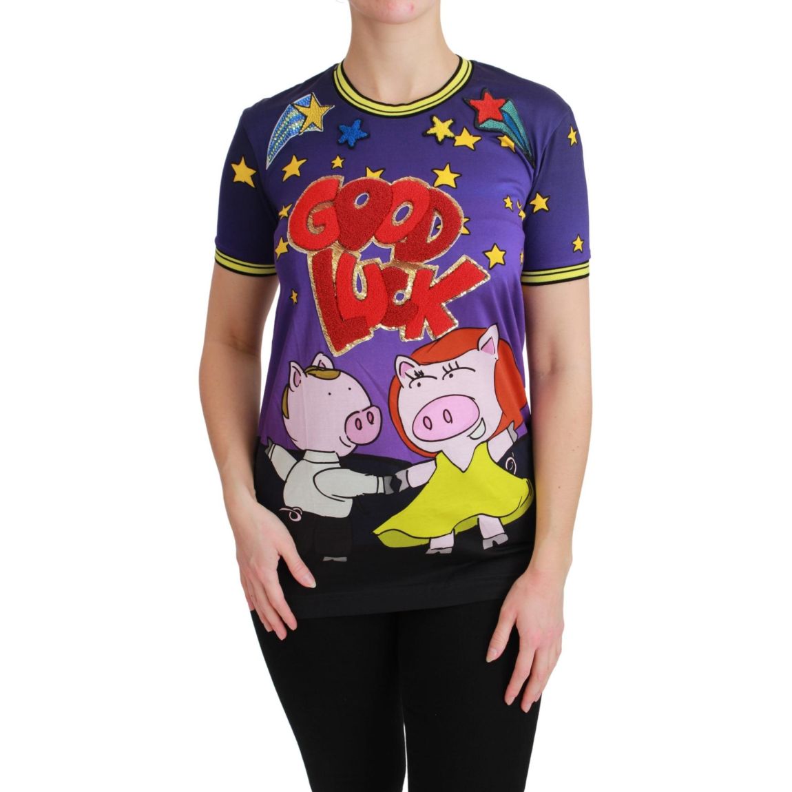 Dolce Gabbana TSH4554 Good Luck Pig TShirt Wo - Purple T-Shirts main product photo