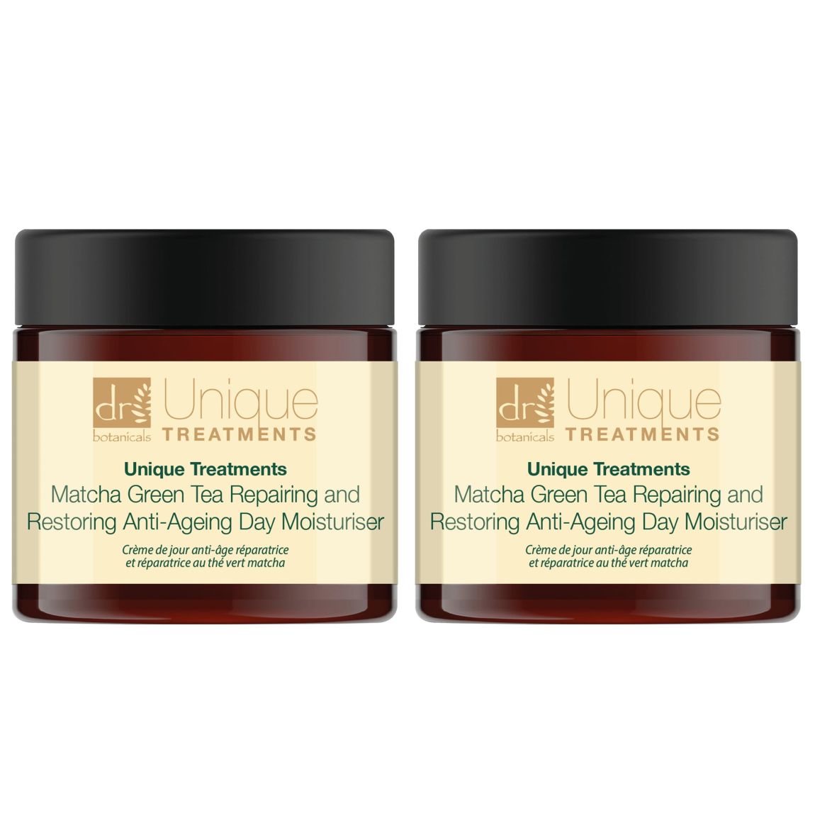 Dr Botanicals Unique Treatments Matcha Green Tea Repairing & Restoring Anti-Ageing Day Moisturiser 60ml x 2 Duo Pack main product photo