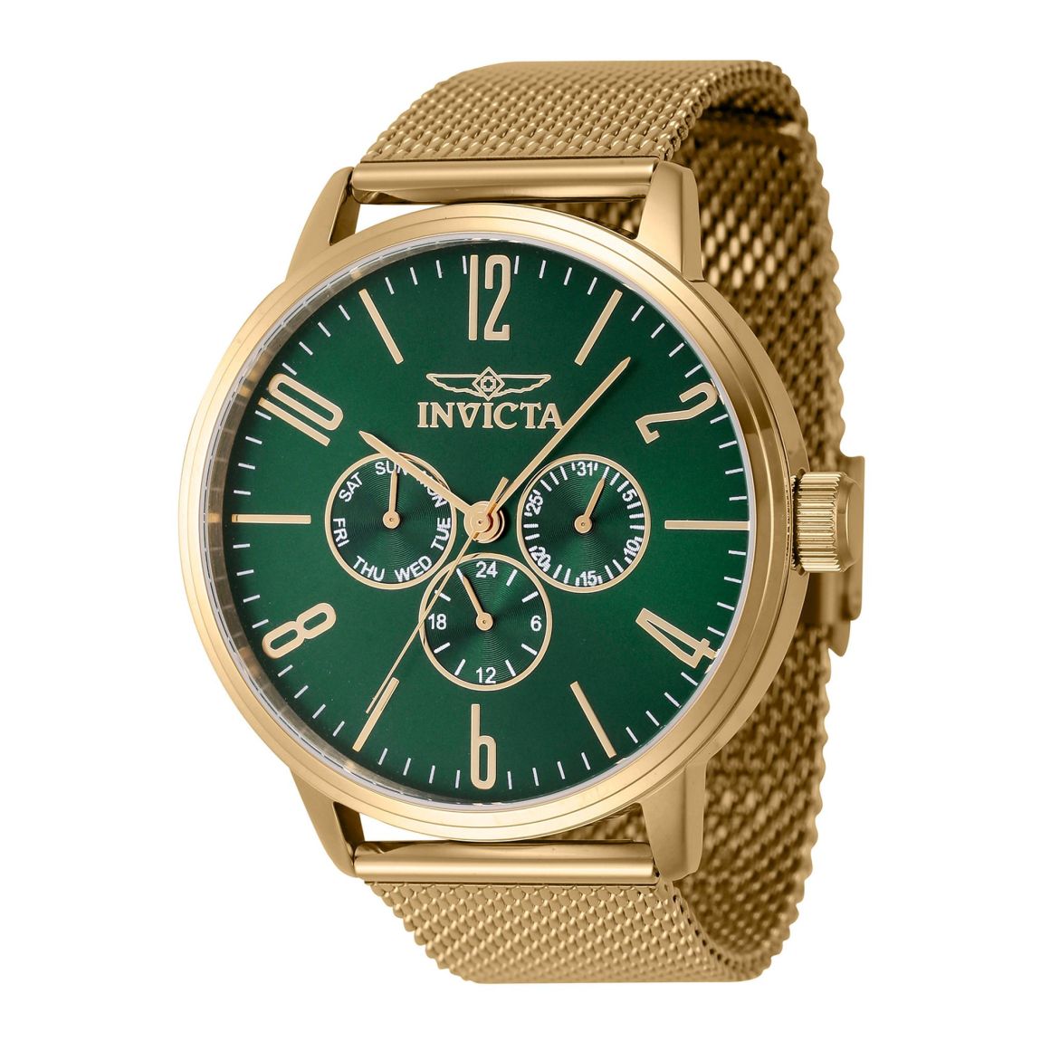 Aviator Watch GoldTone Green Dial 25907 - Yellow Watches main product photo