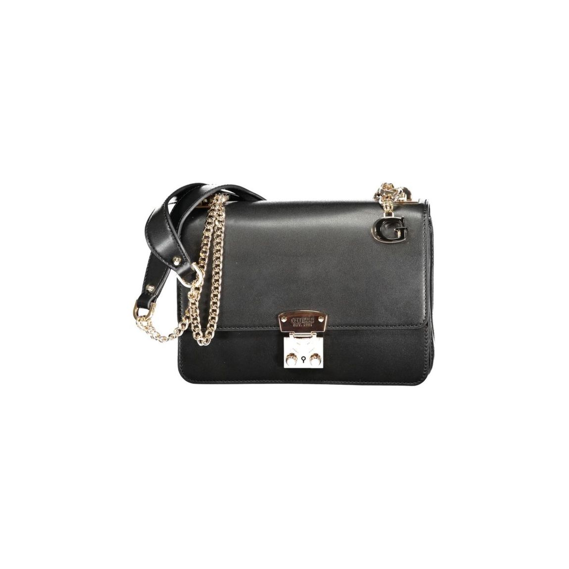 Black Leather Flap Bag Chain Strap Wo Handbags main product photo