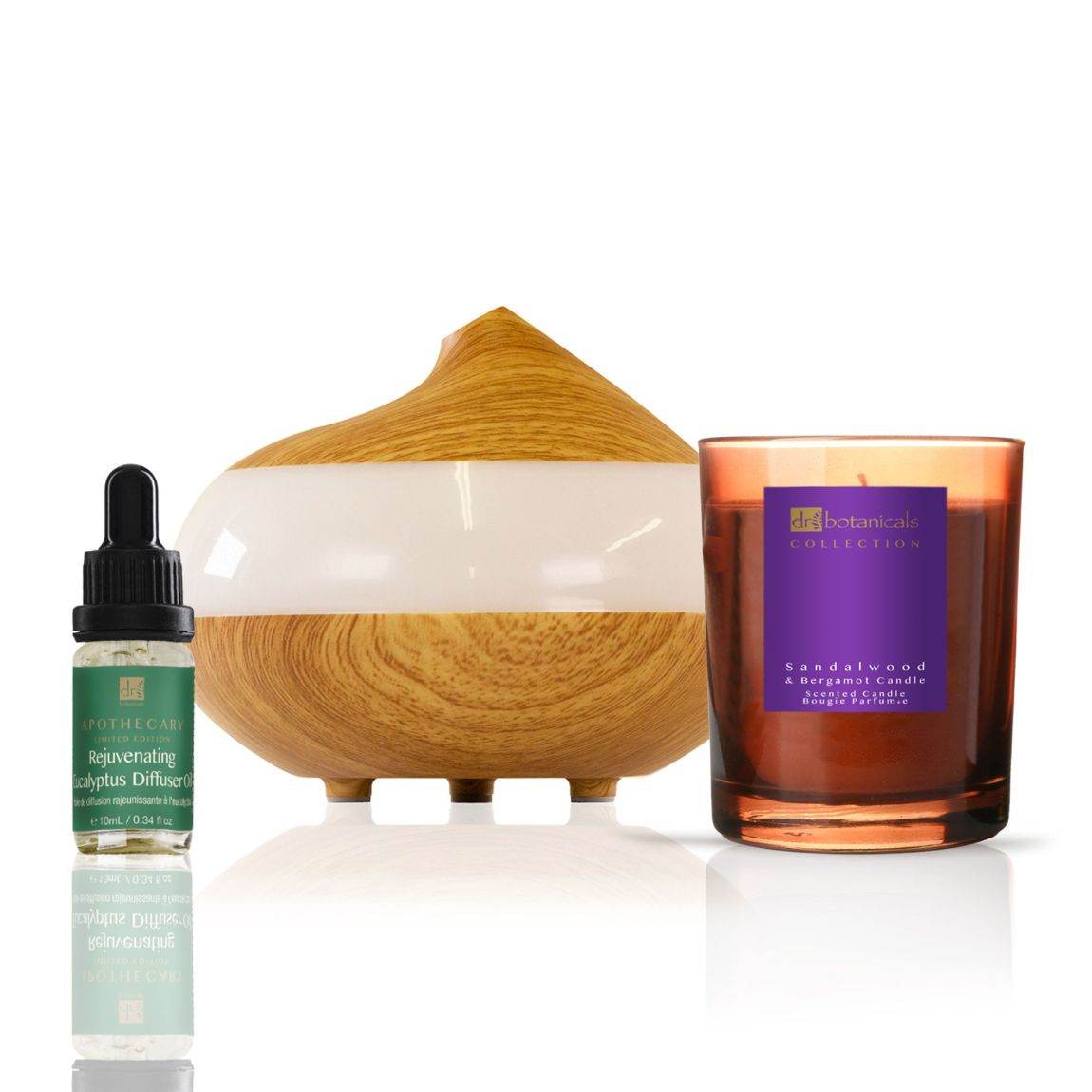 Dr Botanicals Deluxe Relaxation Eucalyptus Diffuser Kit with Sandalwood & Bergamot Candle main product photo