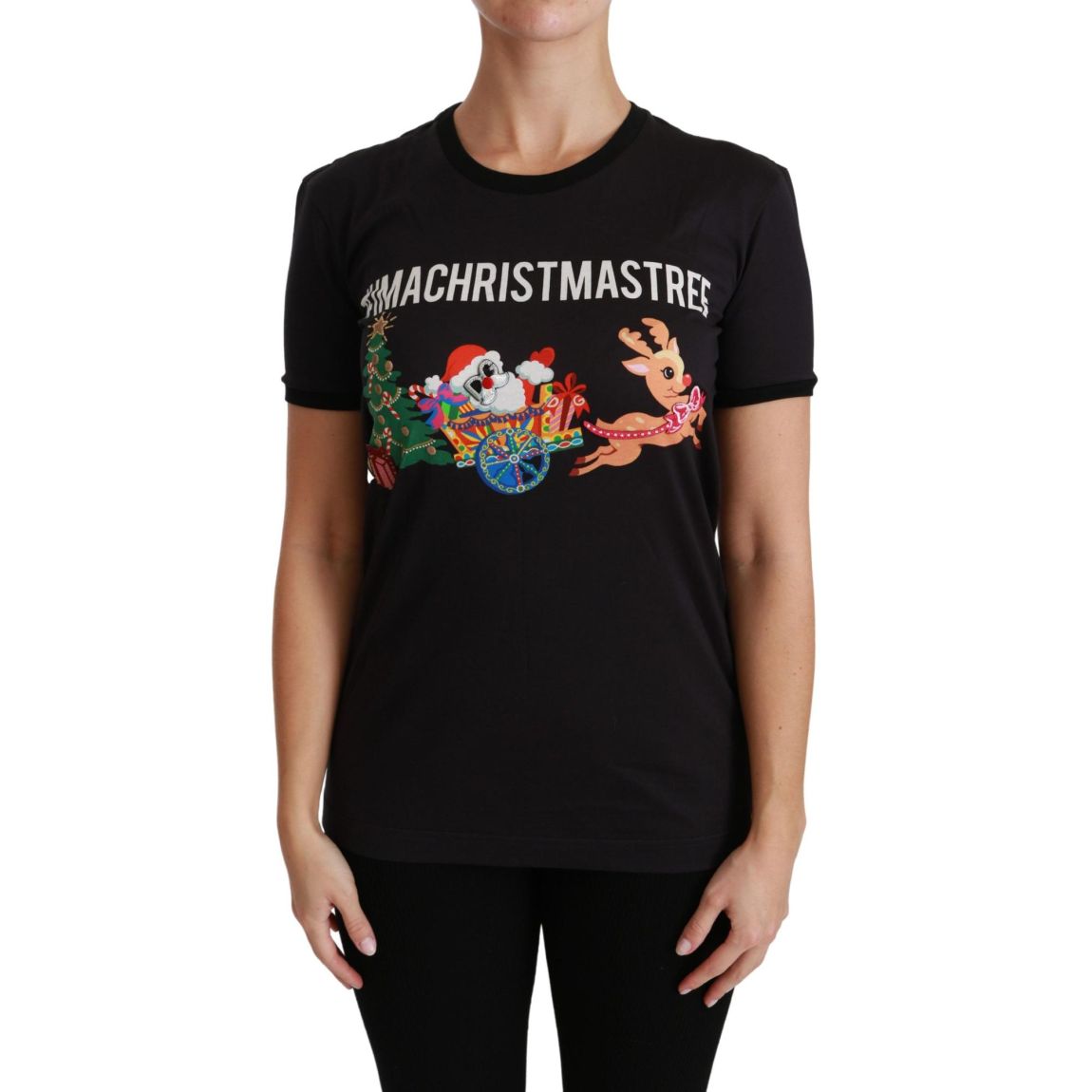 Dolce Gabbana Christmas Tree TShirt TSH4444 Wo - Black T-Shirts main product photo