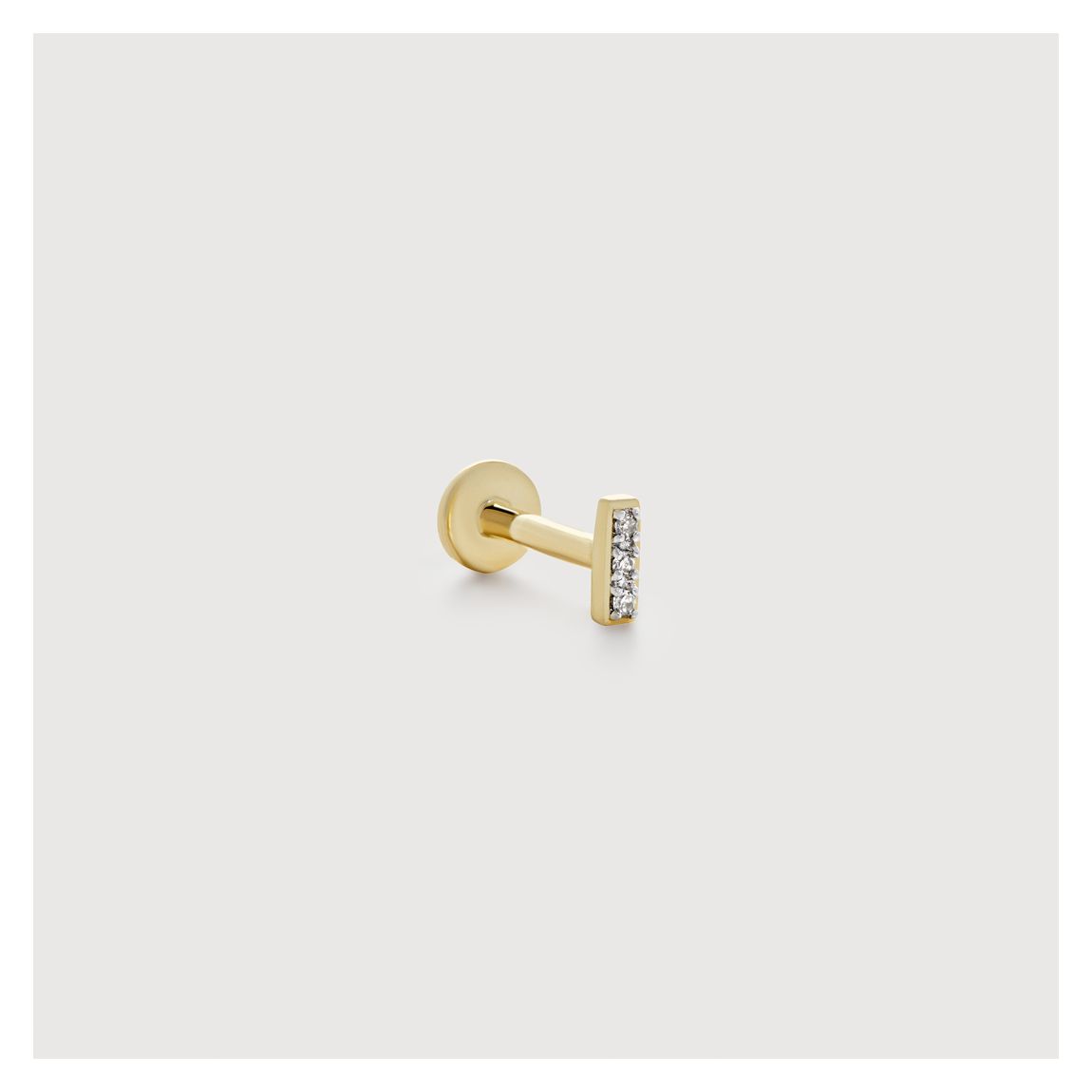 Gold Linear Diamond Flat Back Piercing Stud Earring - Lab Grown Diamond main product photo