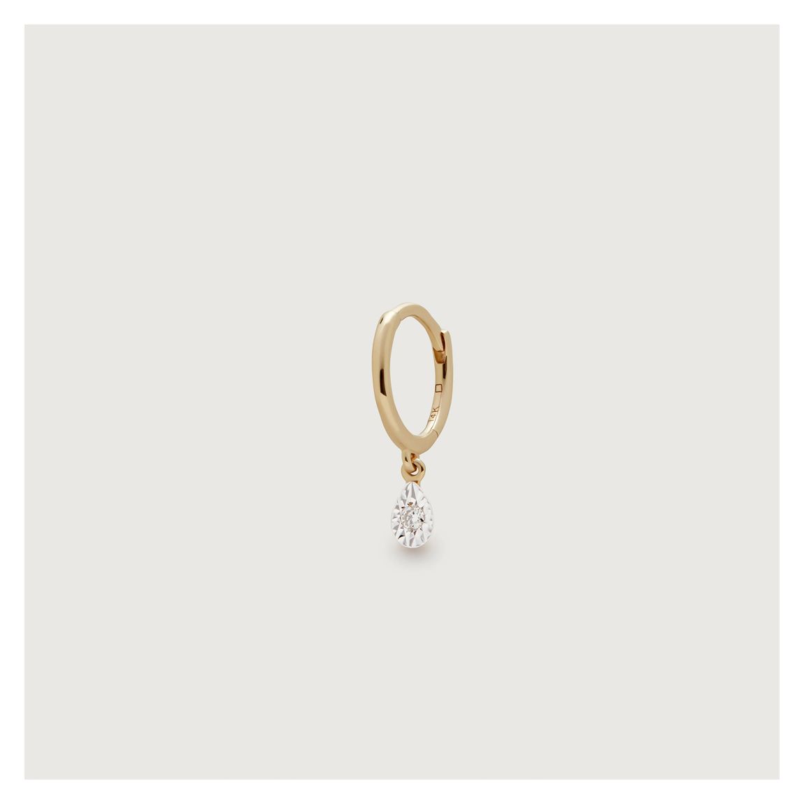 Gold Diamond Teardrop Mini Huggie Single Earring - Diamond main product photo