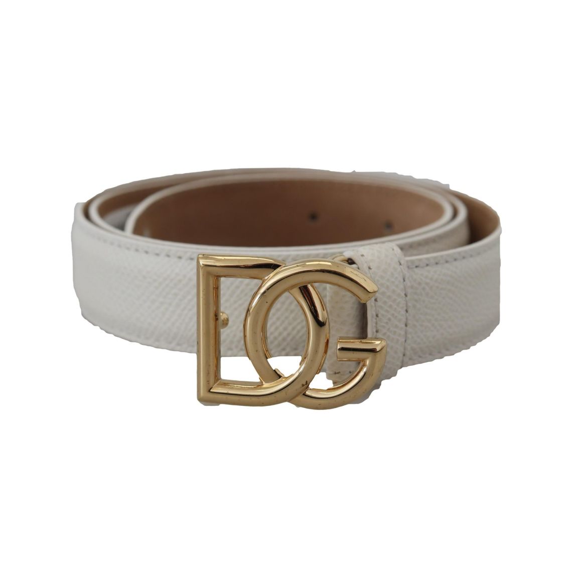 White Leather Belt Model DG Wo - Gold Black main product photo