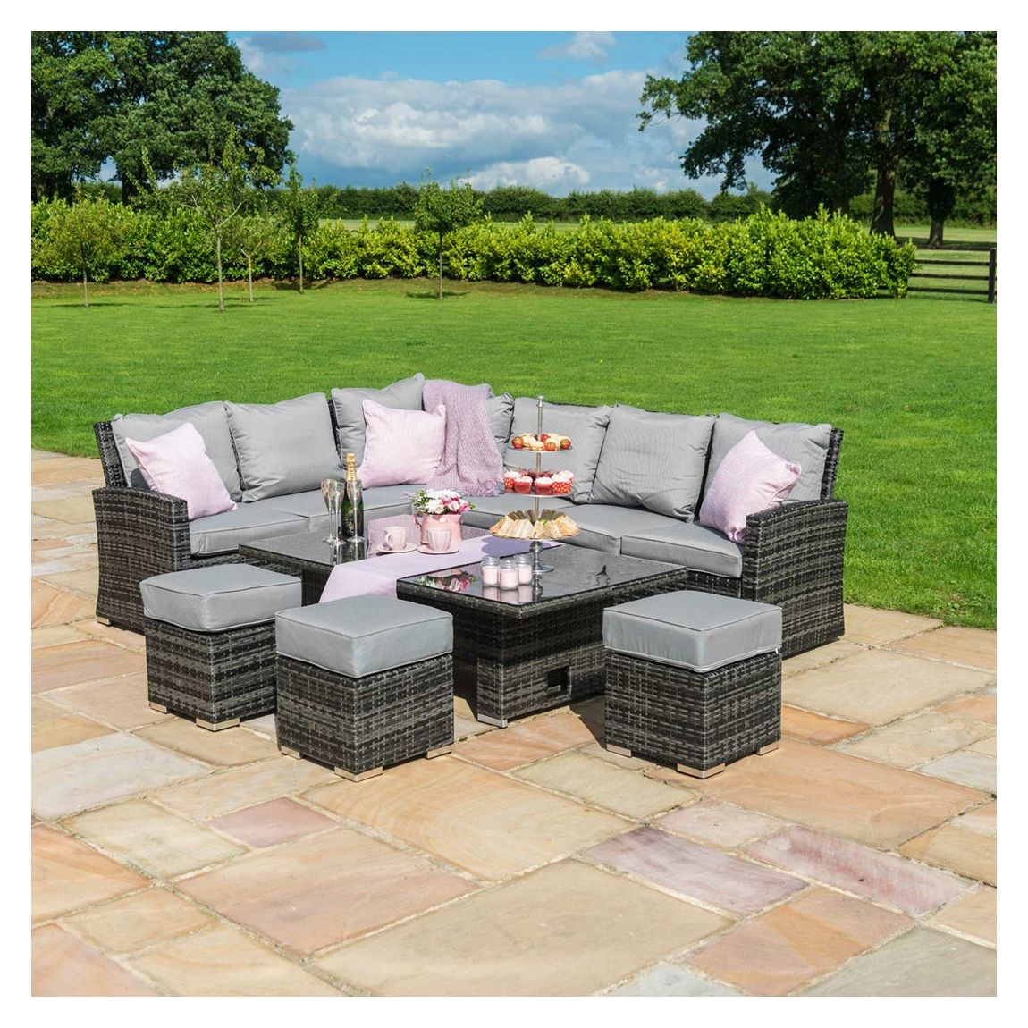 Kingston Corner Dining Set with Rising Table / Grey main product photo