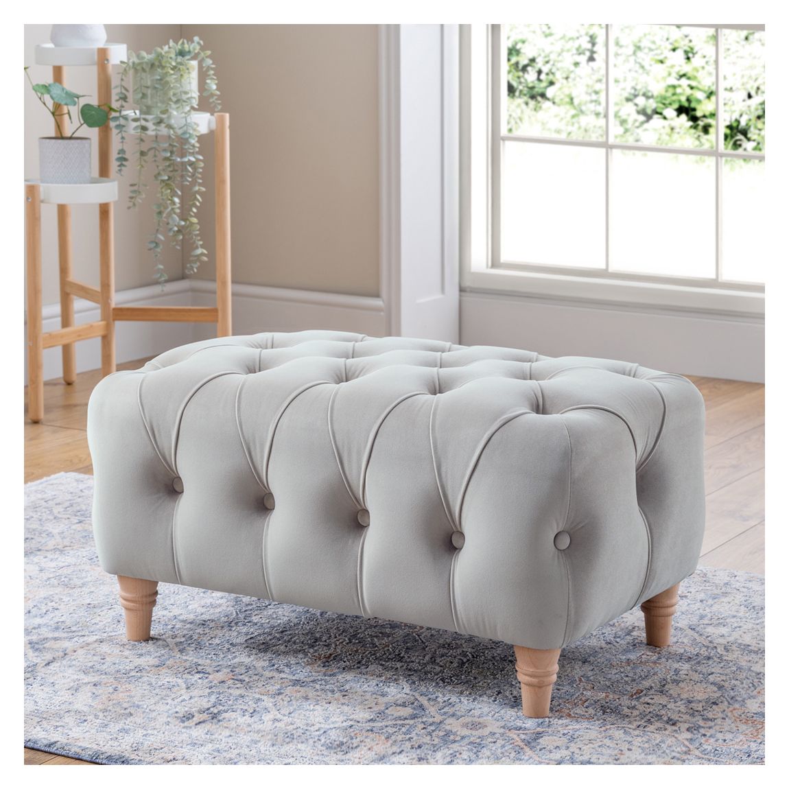 The Soho Footstool, Velvet Chalk main product photo