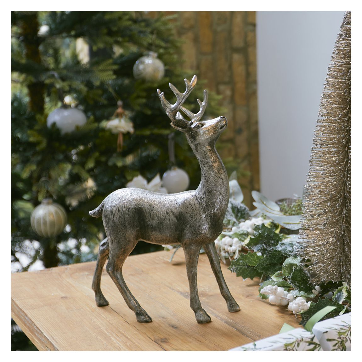 Standing Deer 36cm Ornament, Silver main product photo