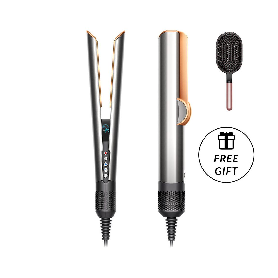 Refurbished Dyson Airstrait Hair Straightener + Free Paddle Brush Worth £25 - Bright Nickel & Rich Copper main product photo