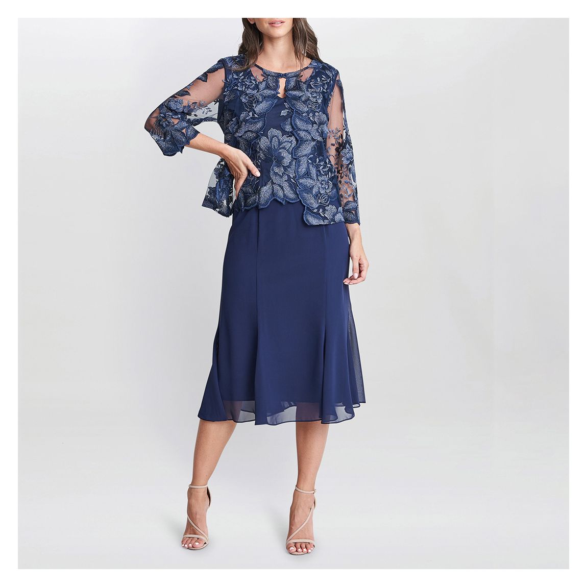Navy Nadine Midi Length Mock Jacket Dress main product photo