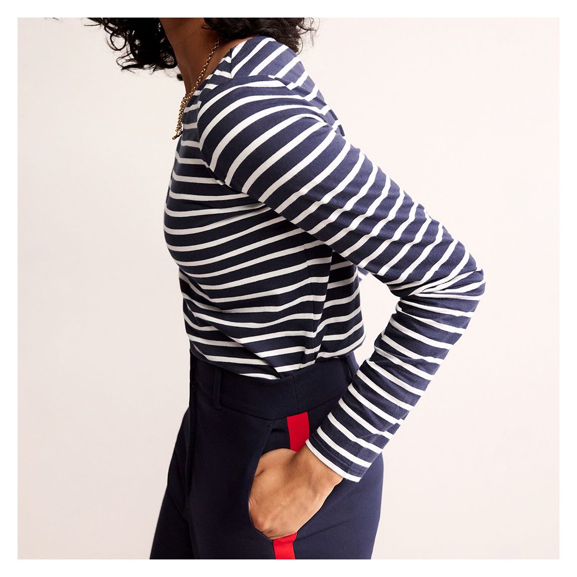 Navy/White Ella Breton Cotton Top main product photo