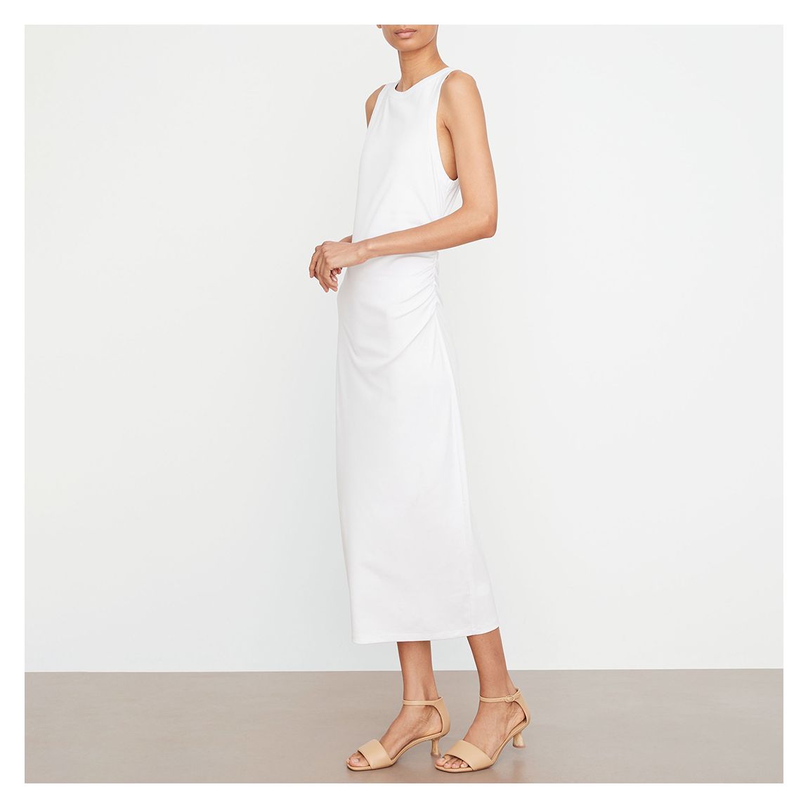 White Cotton Blend Tank Dress main product photo