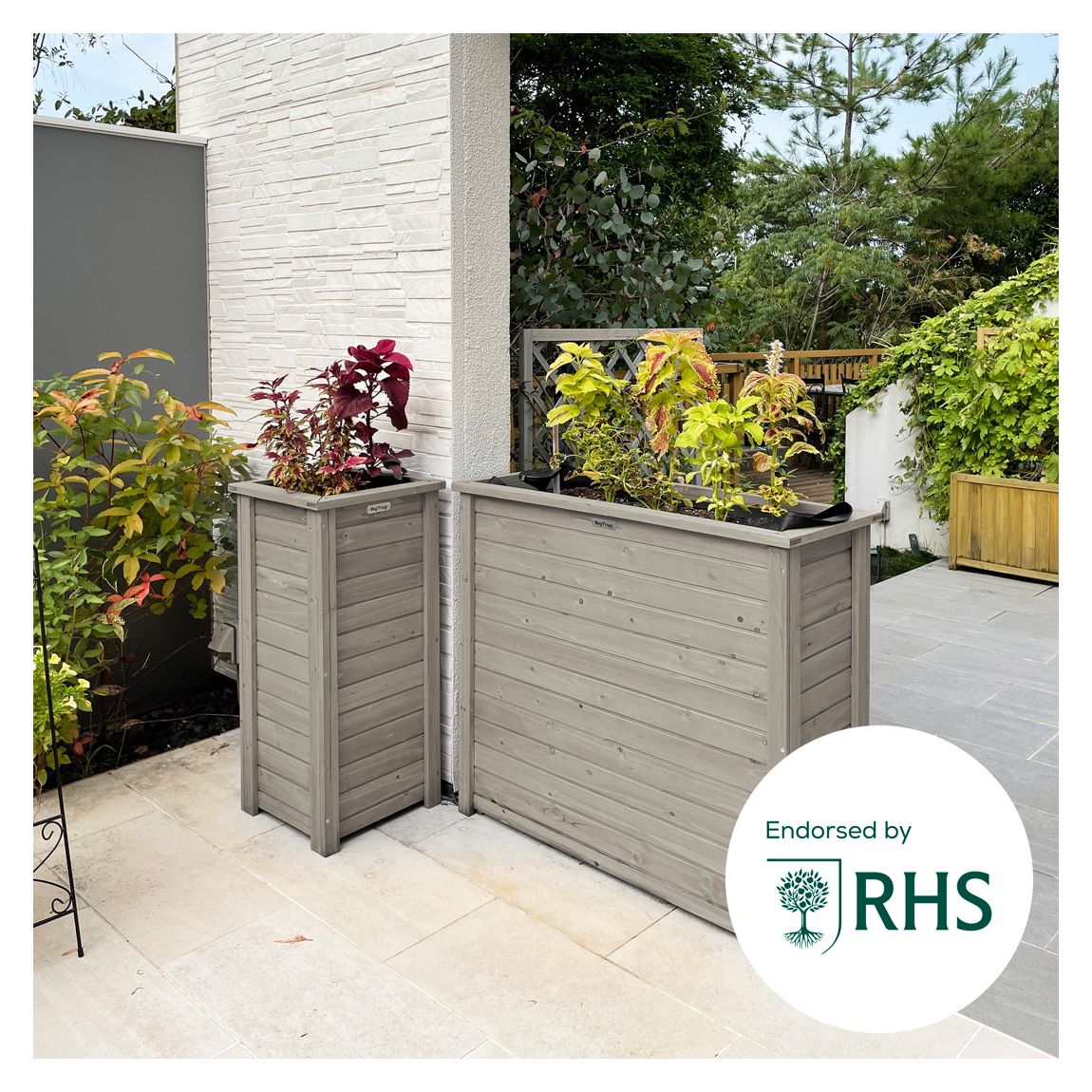 Wooden Rectangle Planter Tall, Grey Wash main product photo