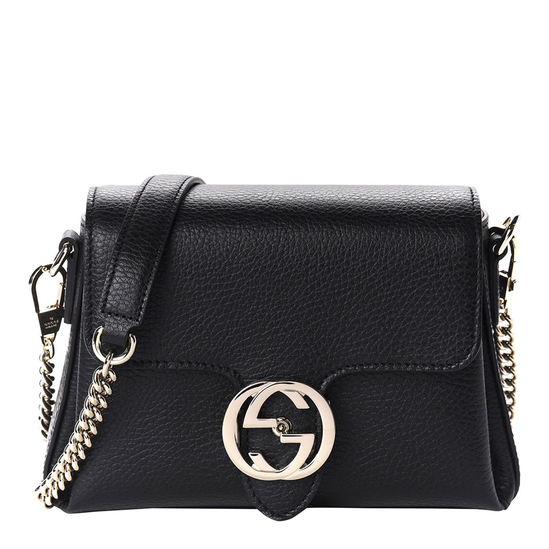 Gucci Black Gucci Interlocking Leather Crossbody Bag - BrandAlley