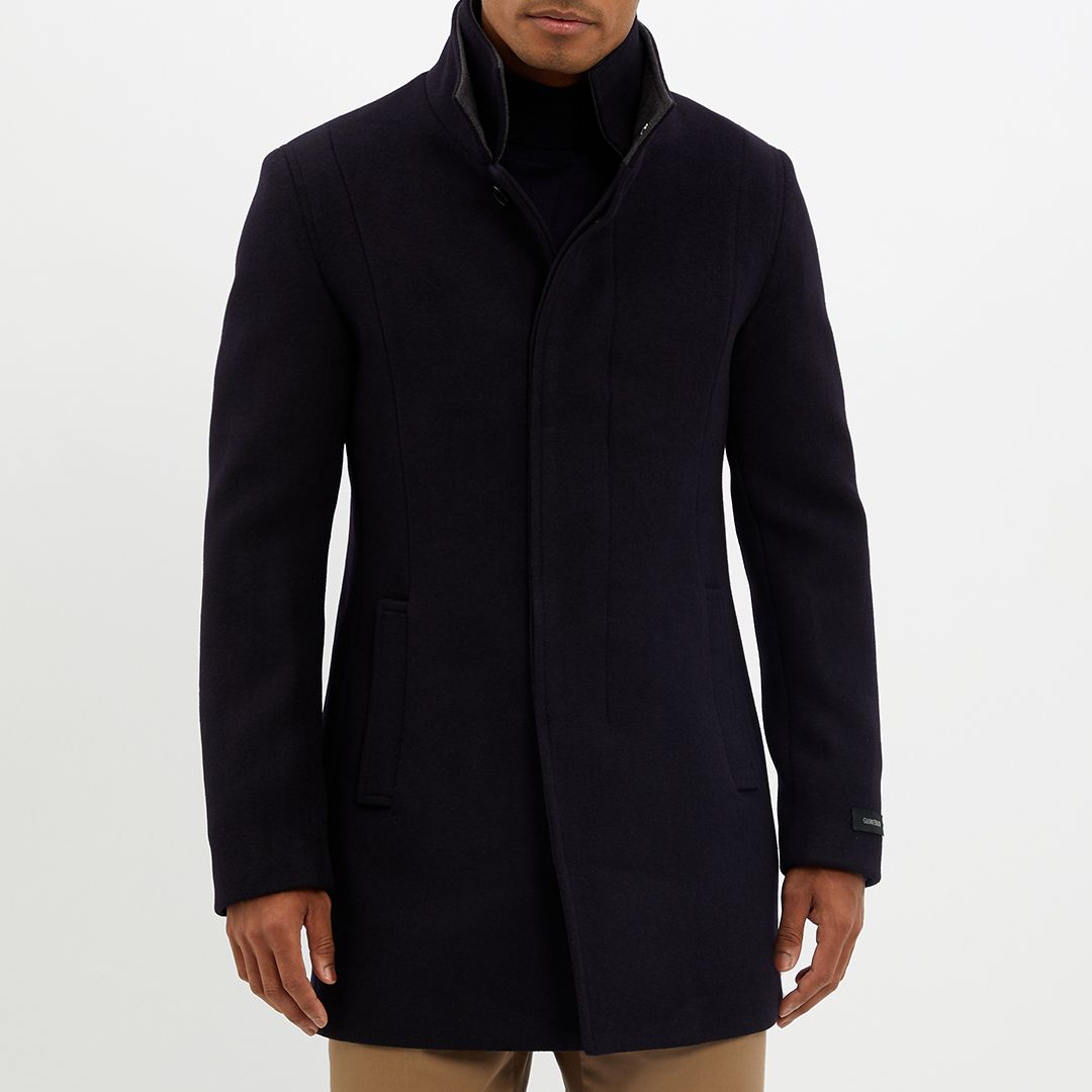 Gianni Feraud Navy Steinfield Wool Blend Coat - BrandAlley