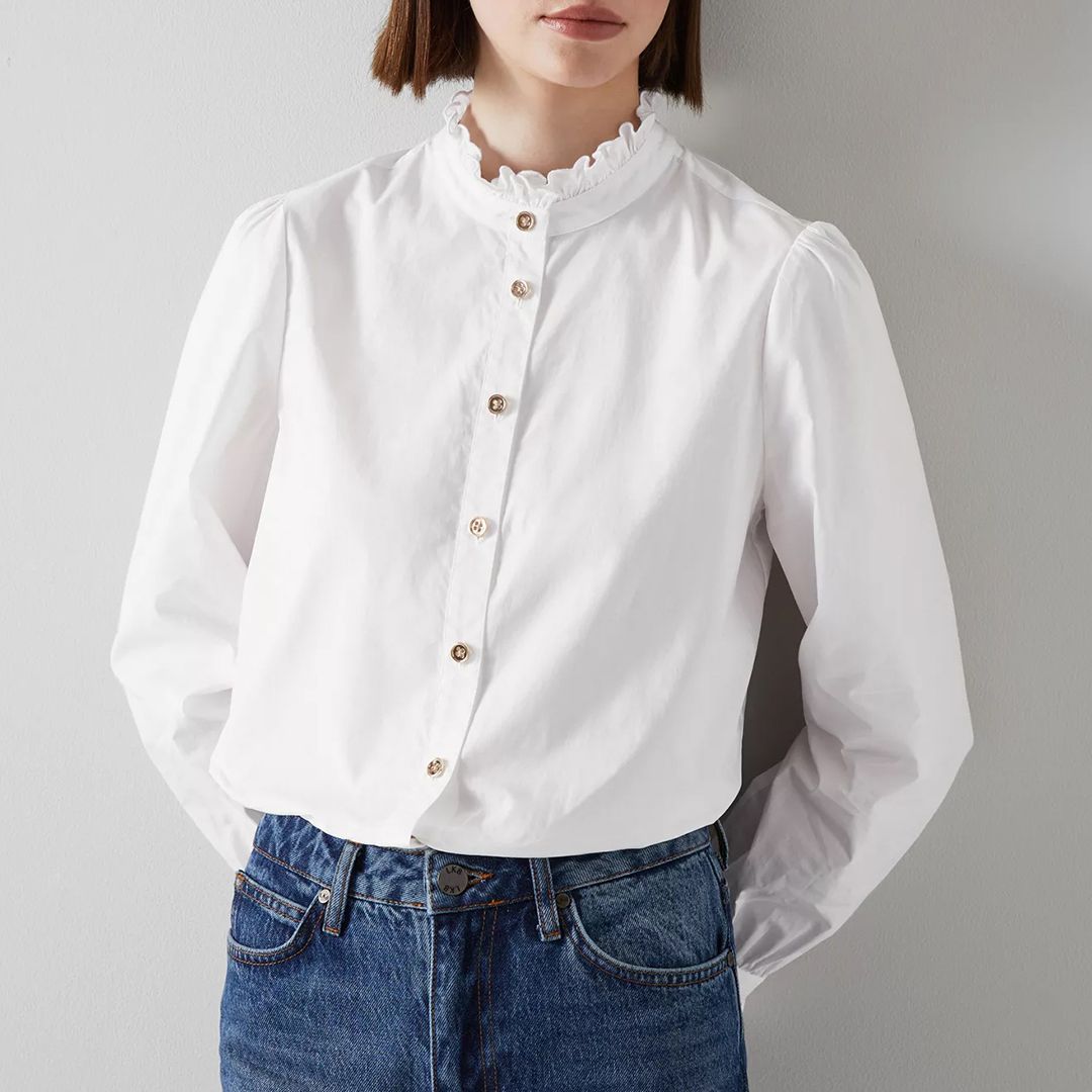 L K Bennett White Cecile Blouse - BrandAlley