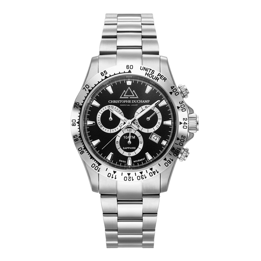 Christophe-Duchamp Men's Silver/Black Grand Mont Watch 42mm
