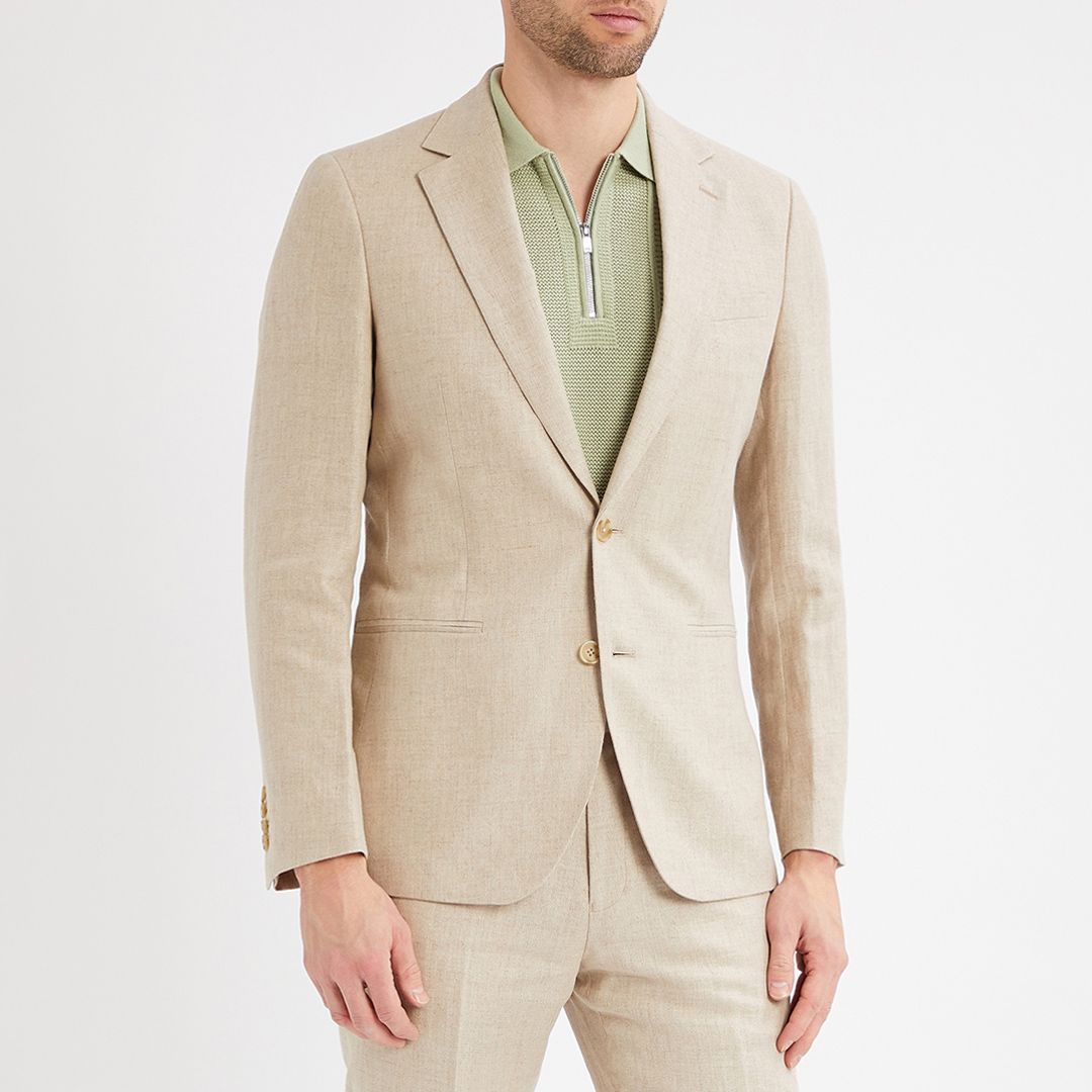 Reiss Sand Gosnold Linen Suit Jacket - BrandAlley