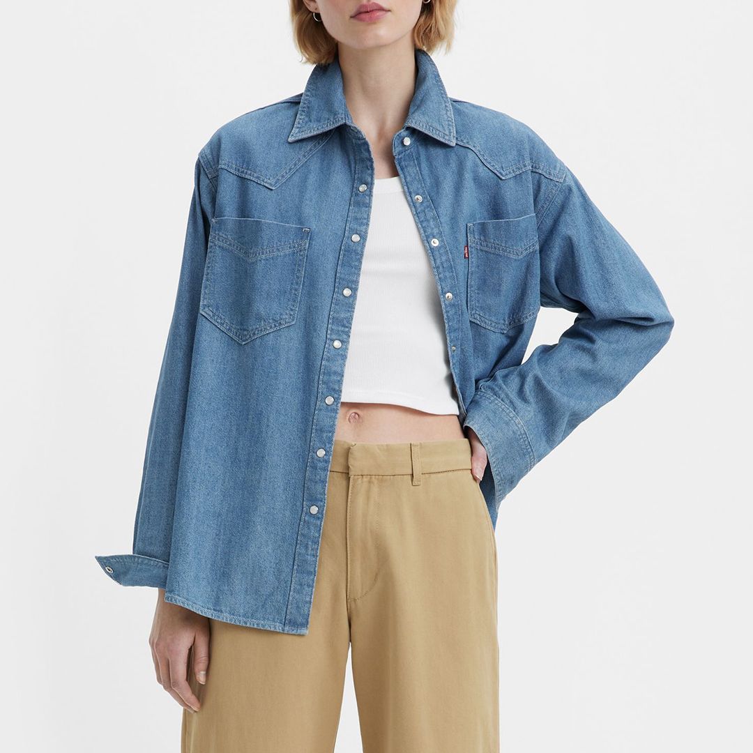 Levi's Mid Blue Donovan Cotton Over Shirt - BrandAlley